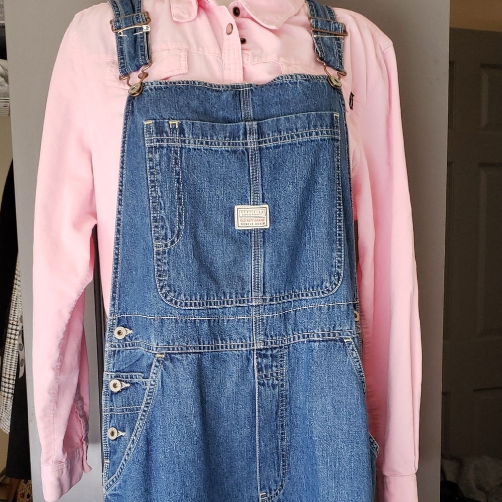 Old Navy Denim Straight Leg Overalls L